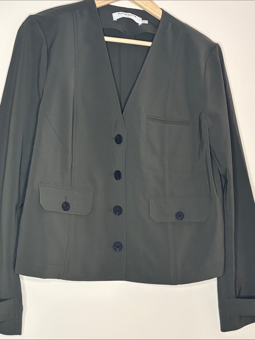 MM Lafleur Dark Olive Button-Front Blazer - Picture 2 of 4